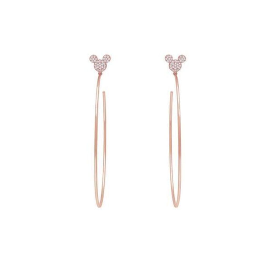 DISNEY Mickey Mouse Rose Gold Large Hoop Earrings by CRISLU With Box